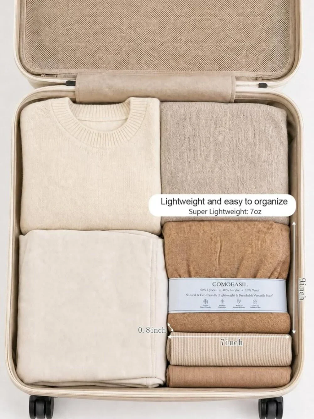 Lightweight Wool Blend Travel Scarf | Breathable Wrap Shawl & Airplane Blanket